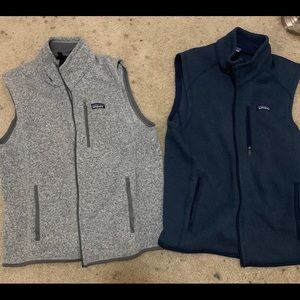 Two Men’s Large Patagonia Vests (Gray and Navy)